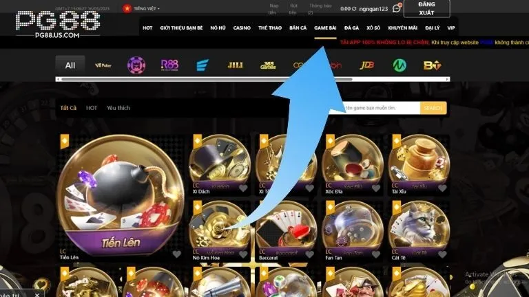 Sảnh game bài PG88